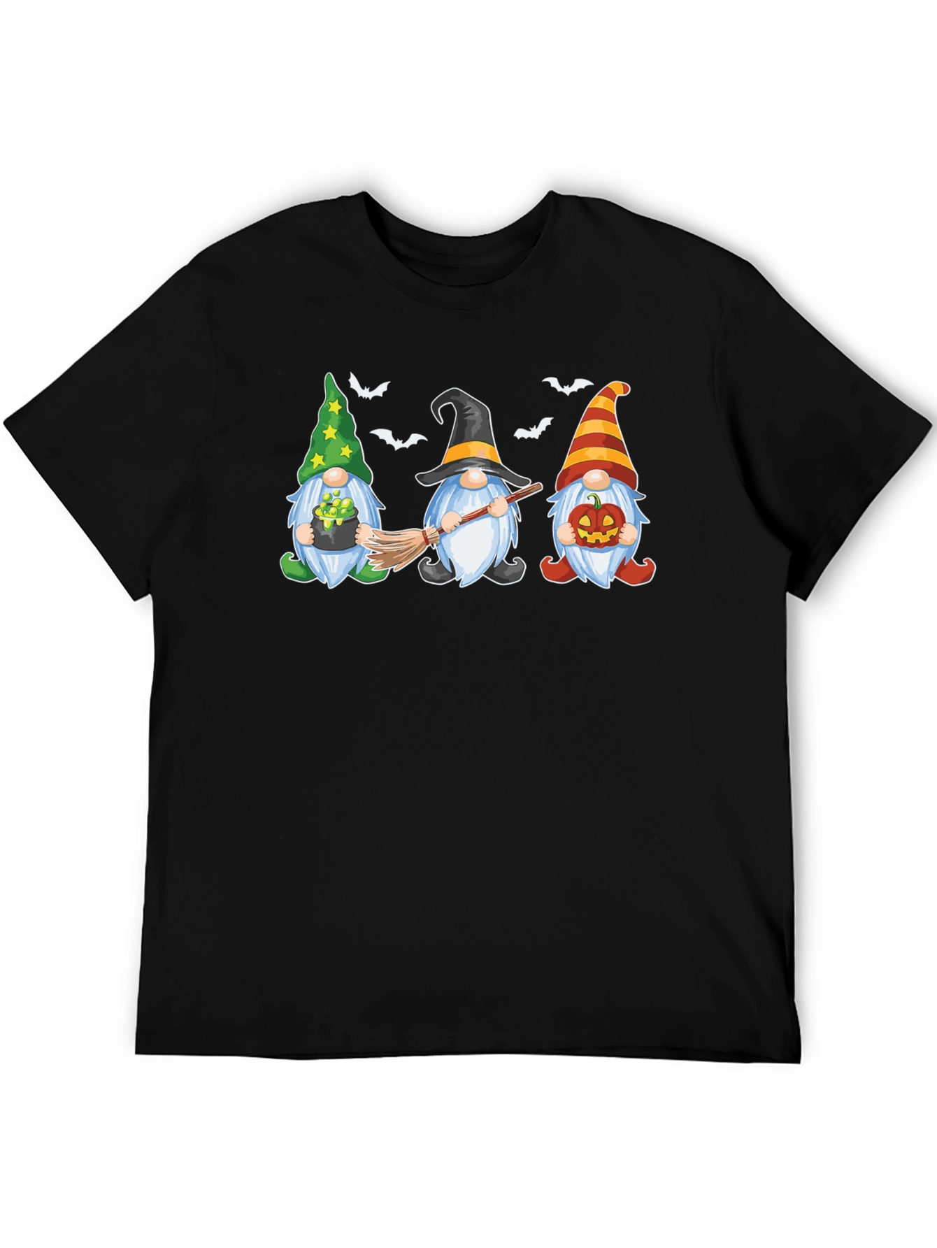 Halloween Gnomes Graphic Print Crew Neck T-Shirt
