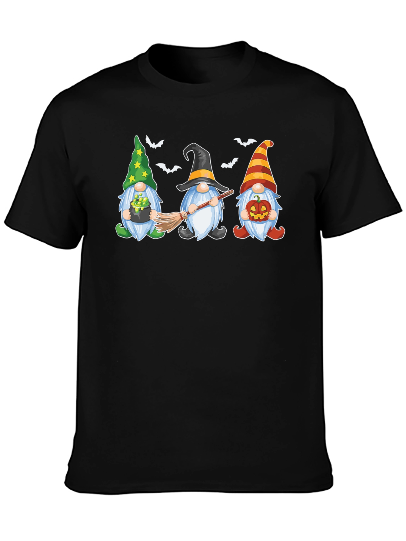 Halloween Gnomes Graphic Print Crew Neck T-Shirt
