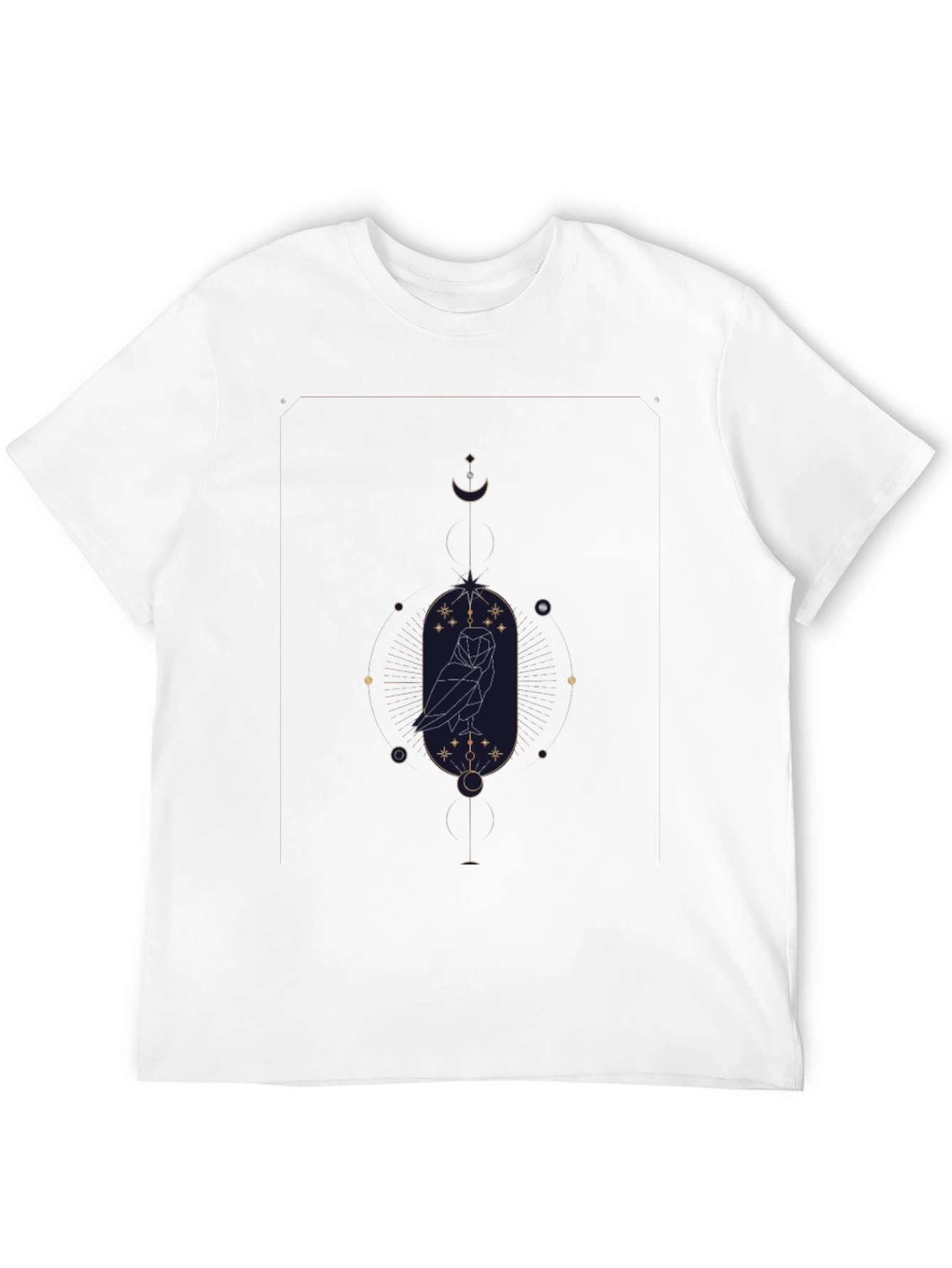 Geometric Owl Graphic Black T-Shirt
