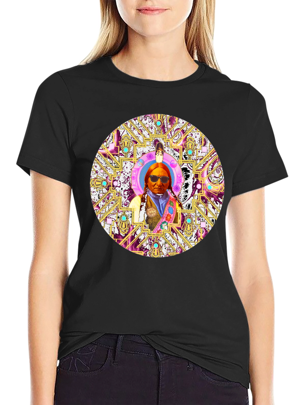 Native American Chief Mandala Graphic T-Shirt