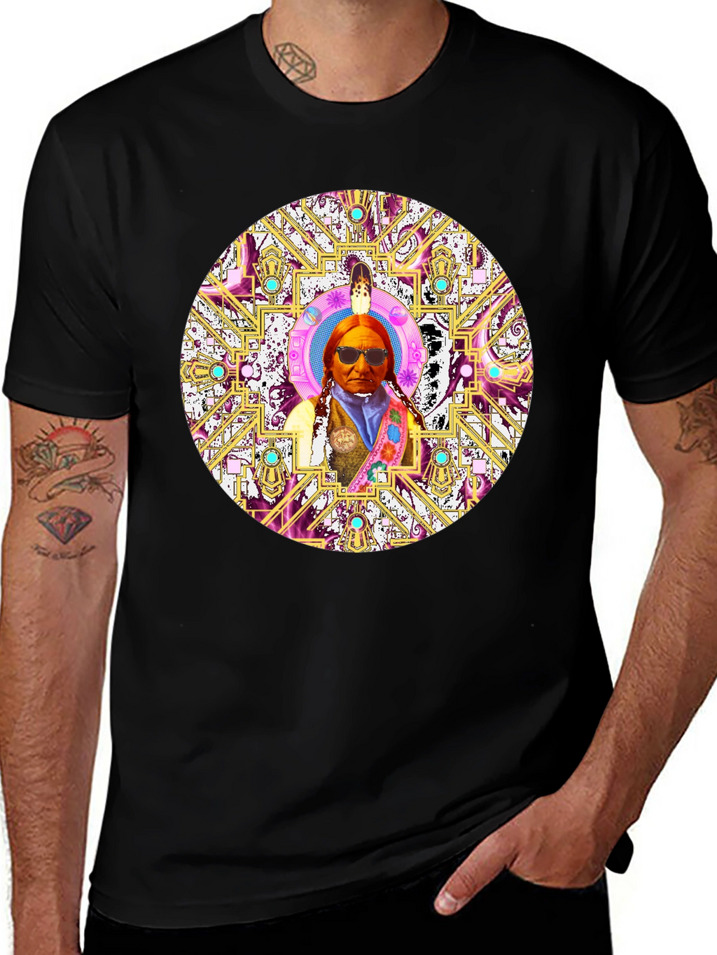 Native American Chief Mandala Graphic T-Shirt