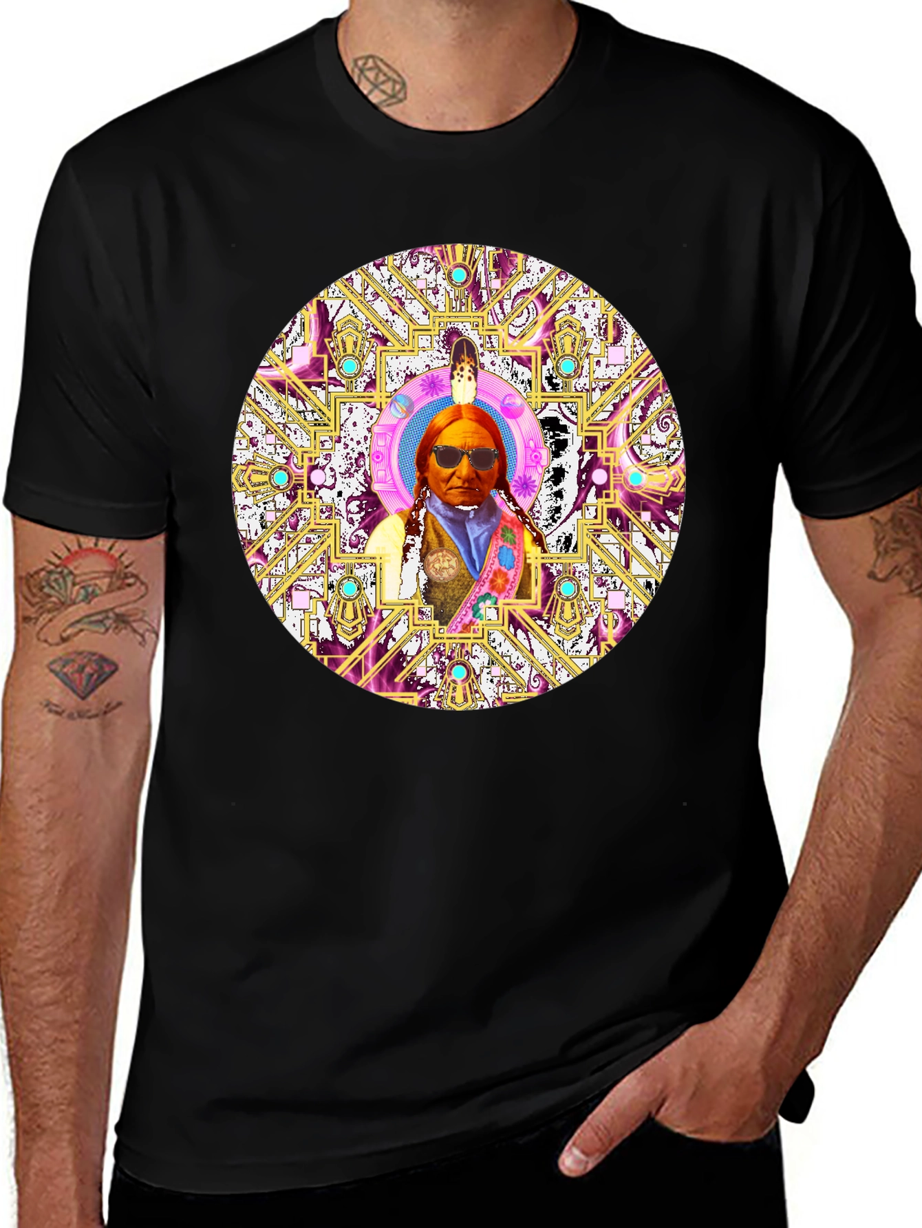 Native American Chief Mandala Graphic T-Shirt