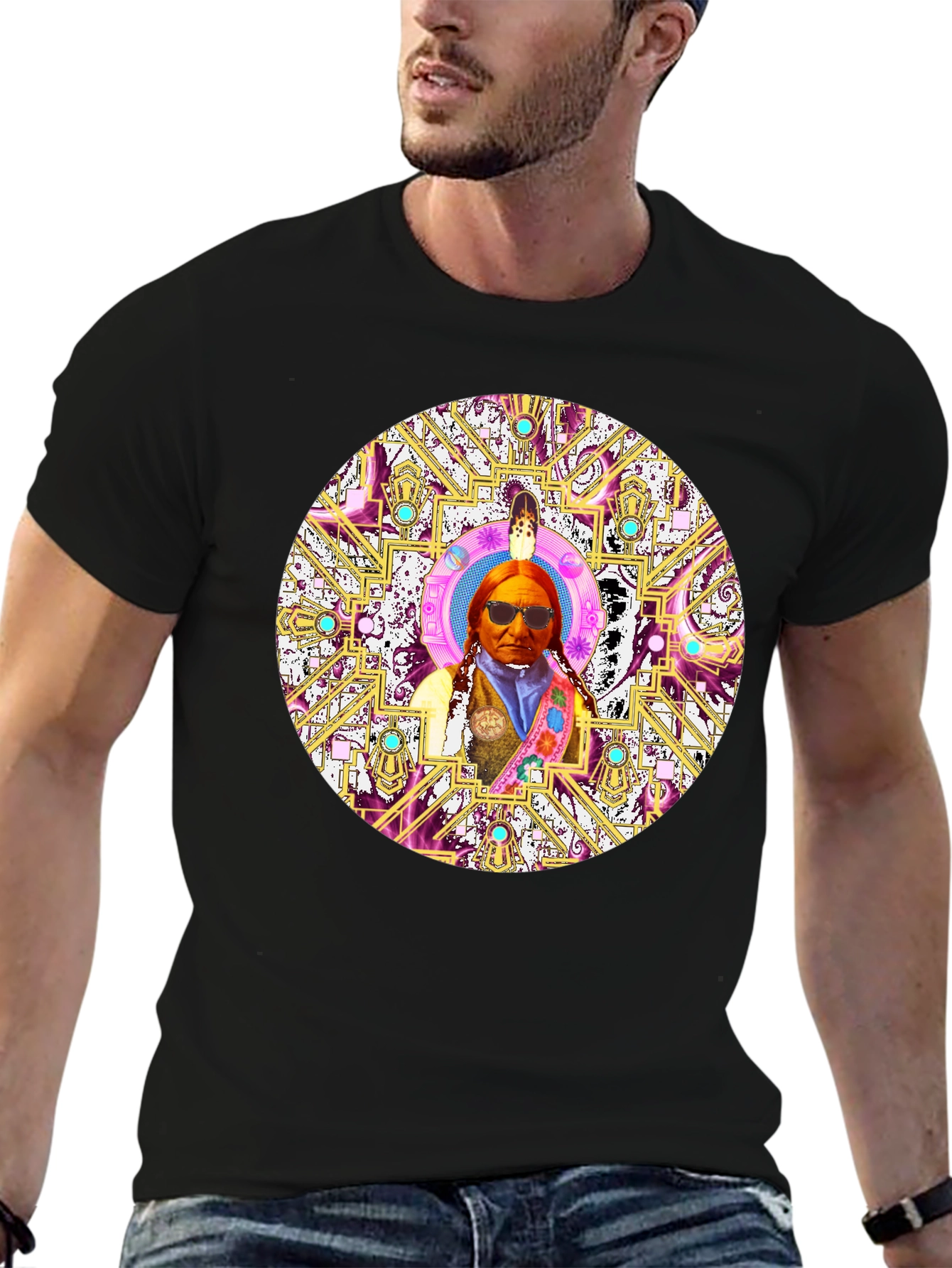 Native American Chief Mandala Graphic T-Shirt
