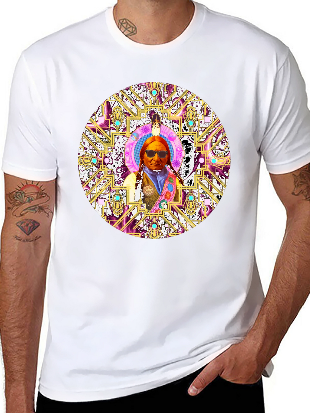 Native American Chief Mandala Graphic T-Shirt