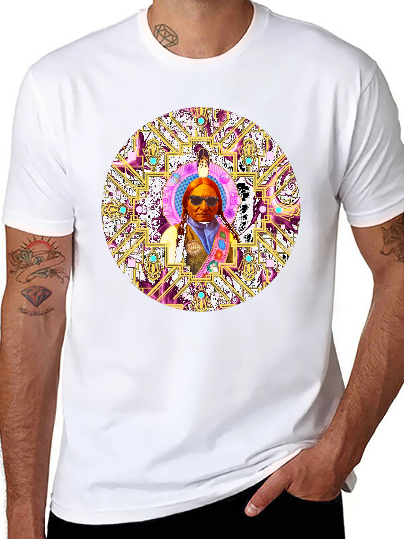 Native American Chief Mandala Graphic T-Shirt