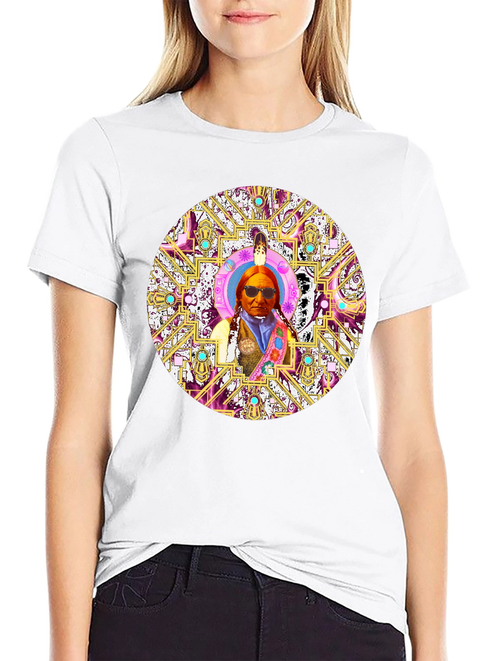 Native American Chief Mandala Graphic T-Shirt