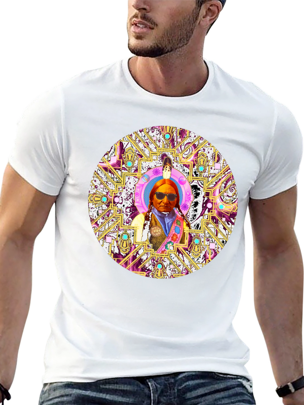 Native American Chief Mandala Graphic T-Shirt