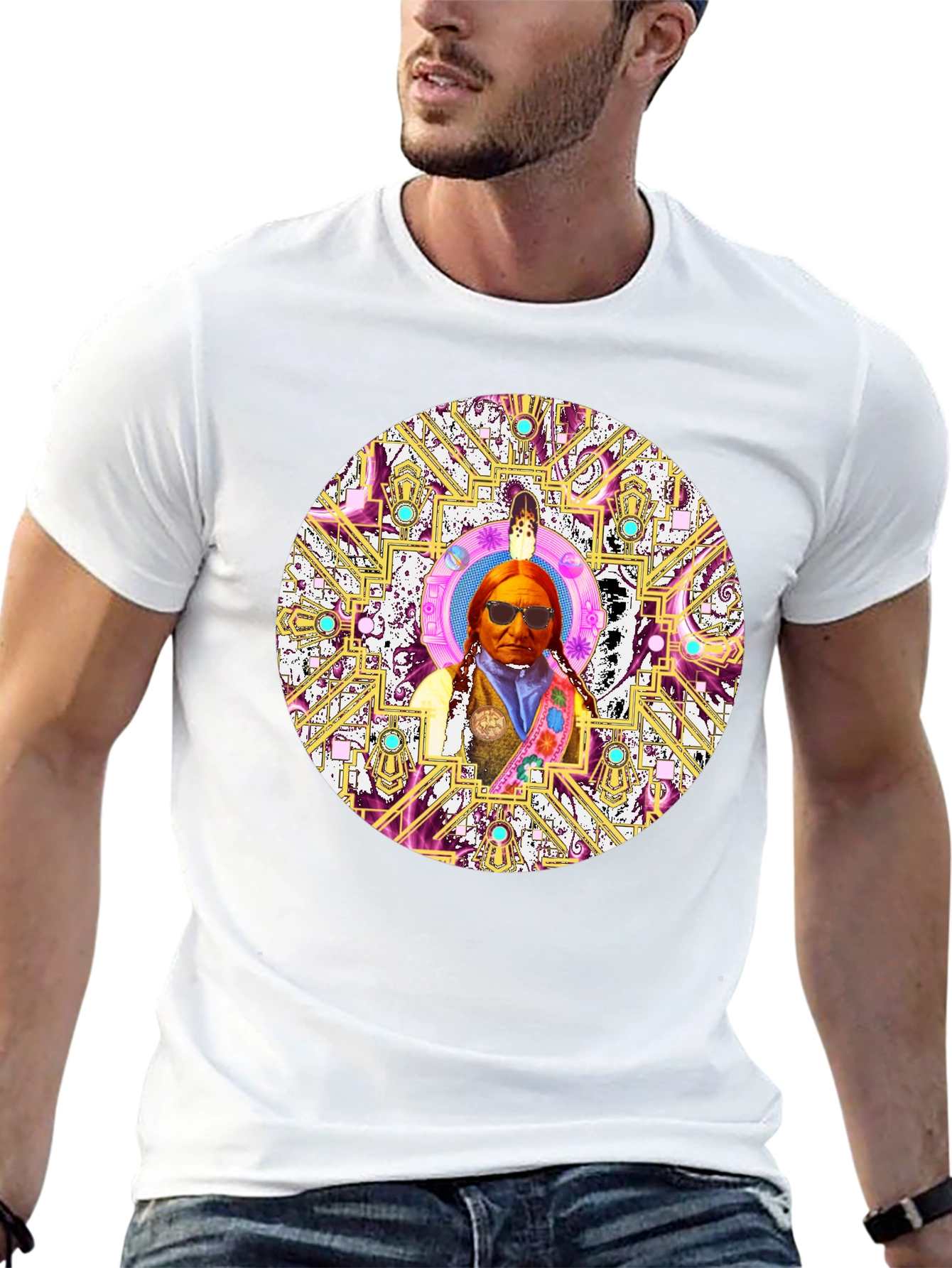 Native American Chief Mandala Graphic T-Shirt