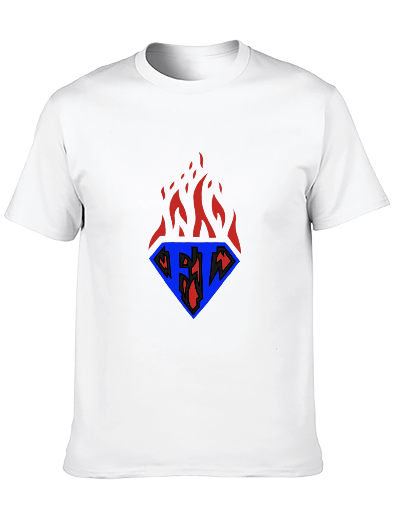 Flaming Diamond Graphic Tee - Black Casual T-Shirt