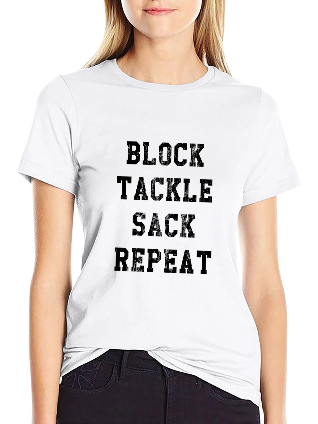 Block Tackle Sack Repeat Football T-Shirt