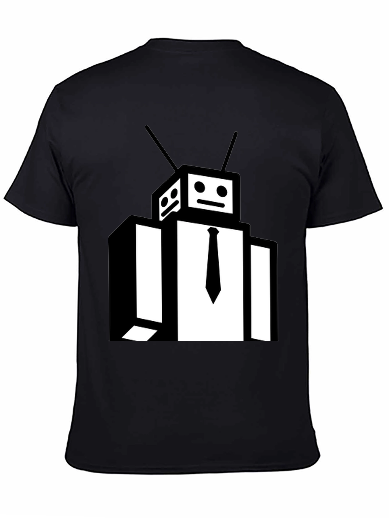 Robot Head Black T-Shirt - Funky Graphic Tee