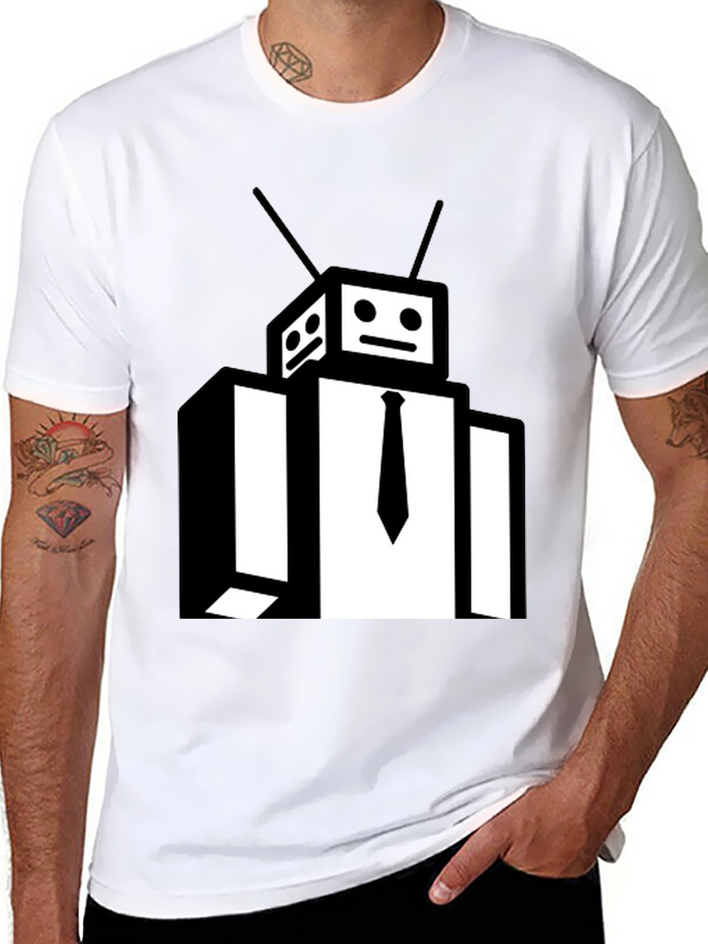 Robot Head Black T-Shirt - Funky Graphic Tee