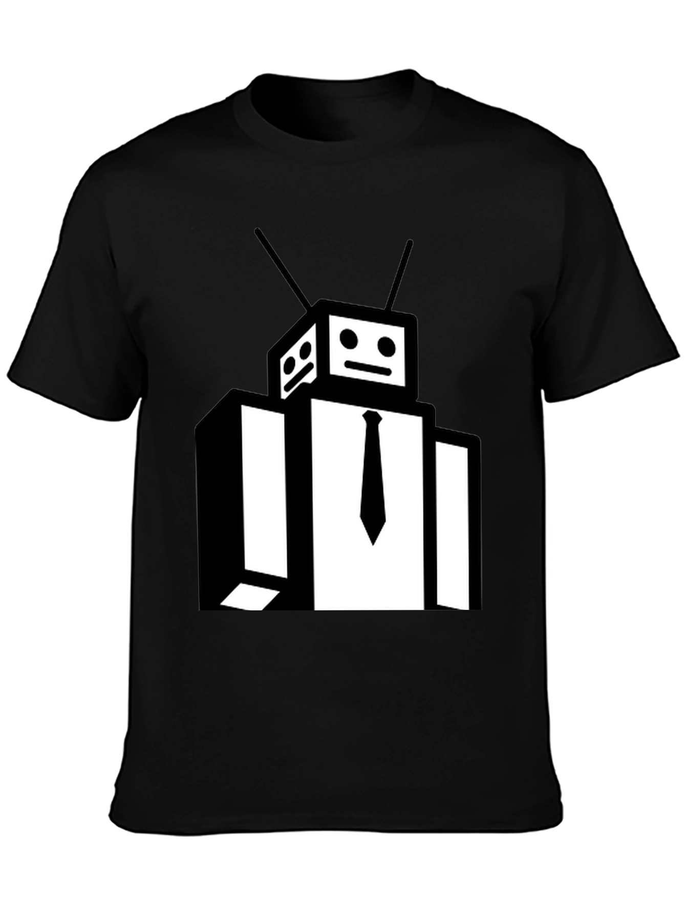 Robot Head Black T-Shirt - Funky Graphic Tee