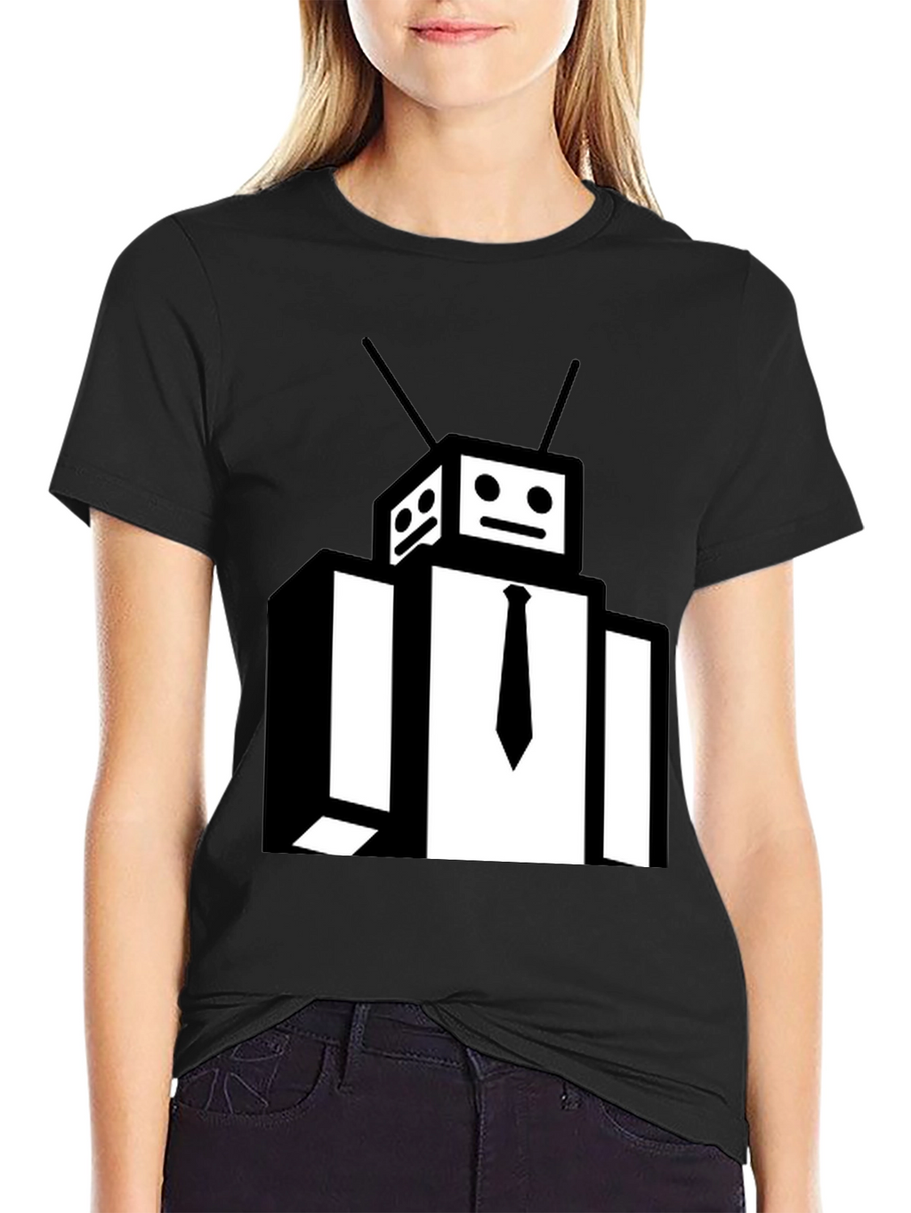 Robot Head Black T-Shirt - Funky Graphic Tee