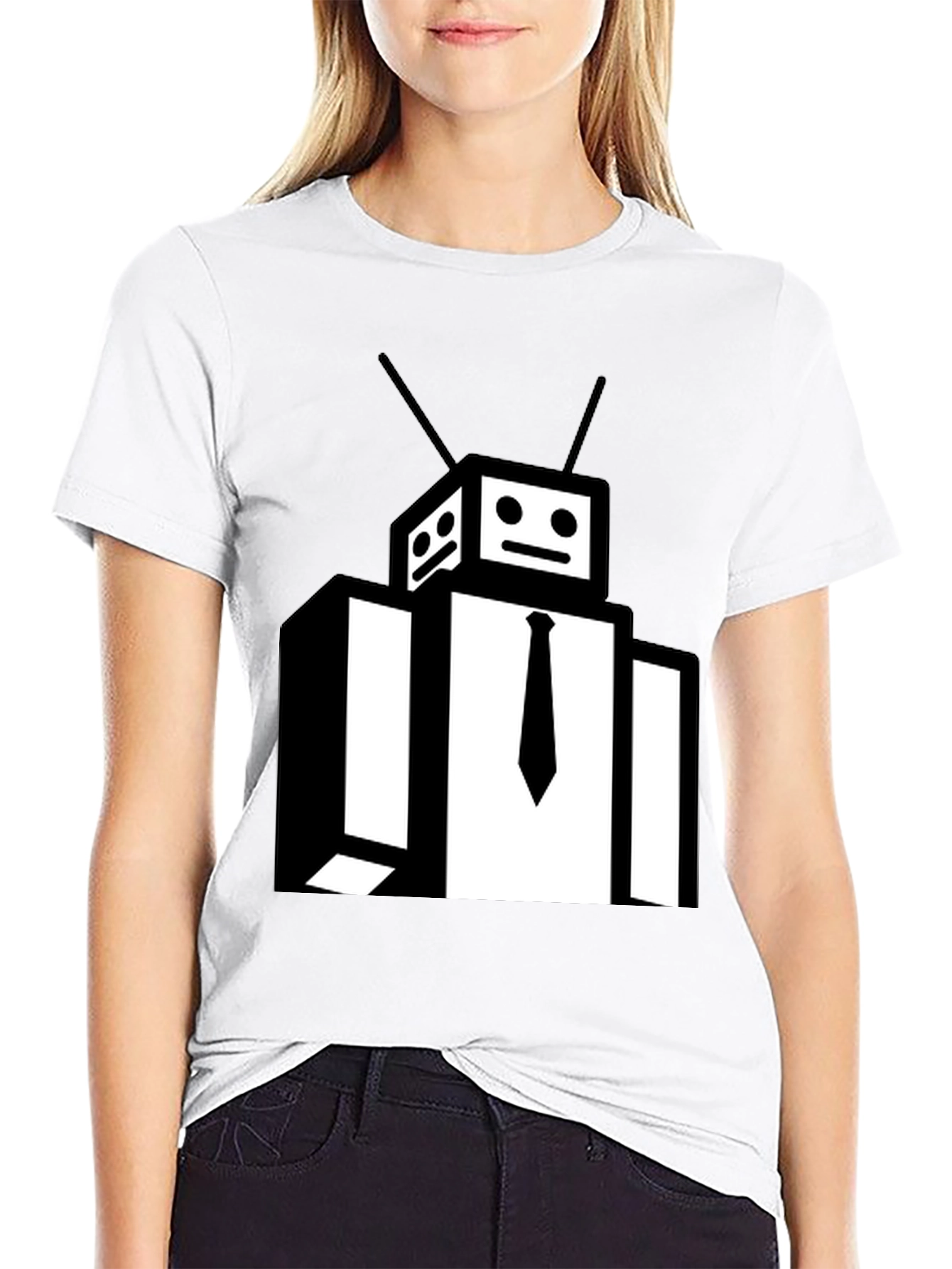 Robot Head Black T-Shirt - Funky Graphic Tee