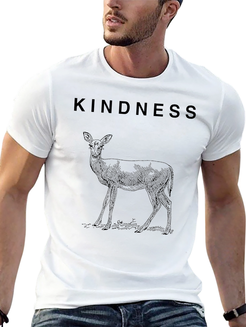 Kindness Deer Graphic Black T-Shirt