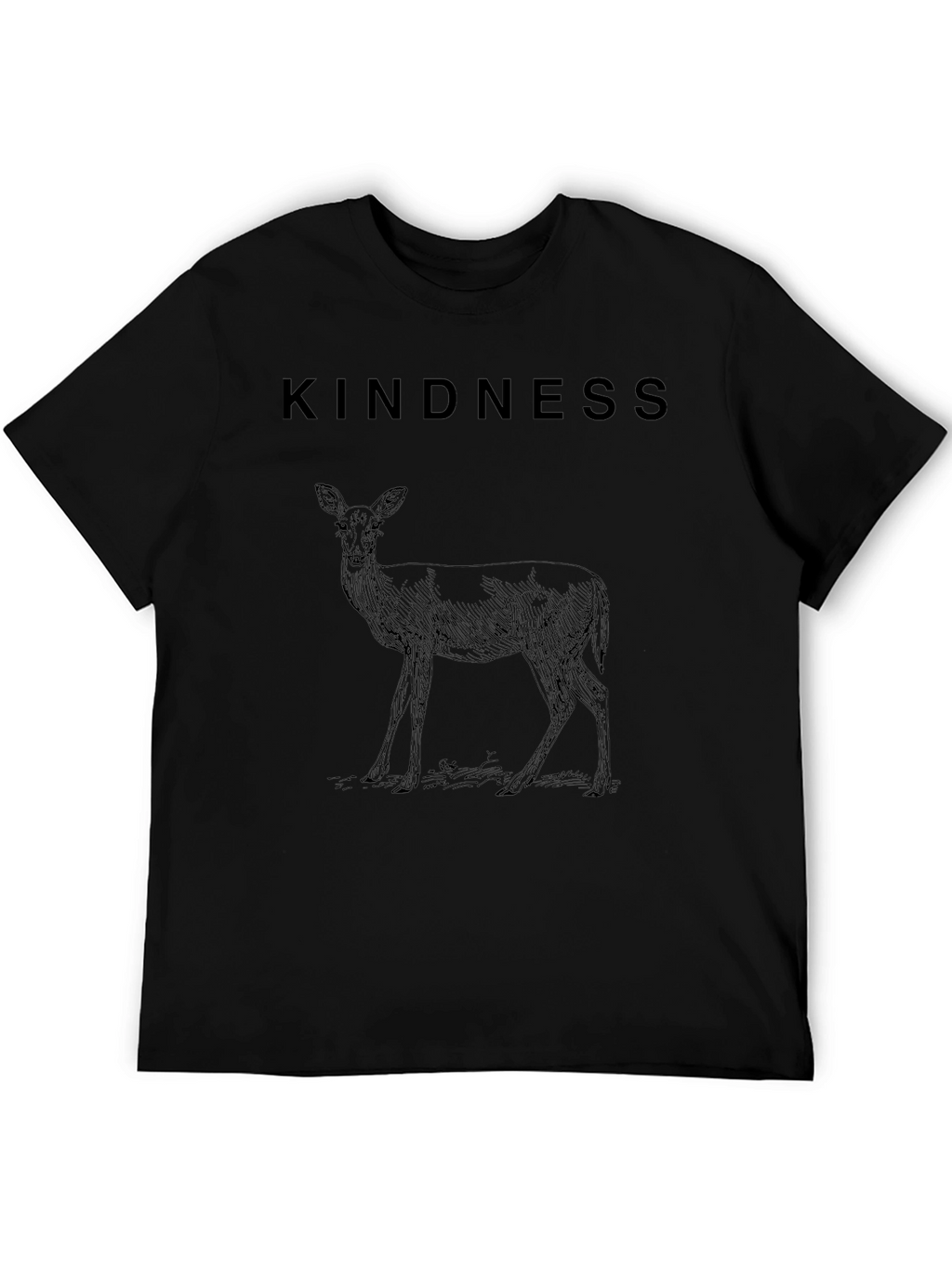 Kindness Deer Graphic Black T-Shirt