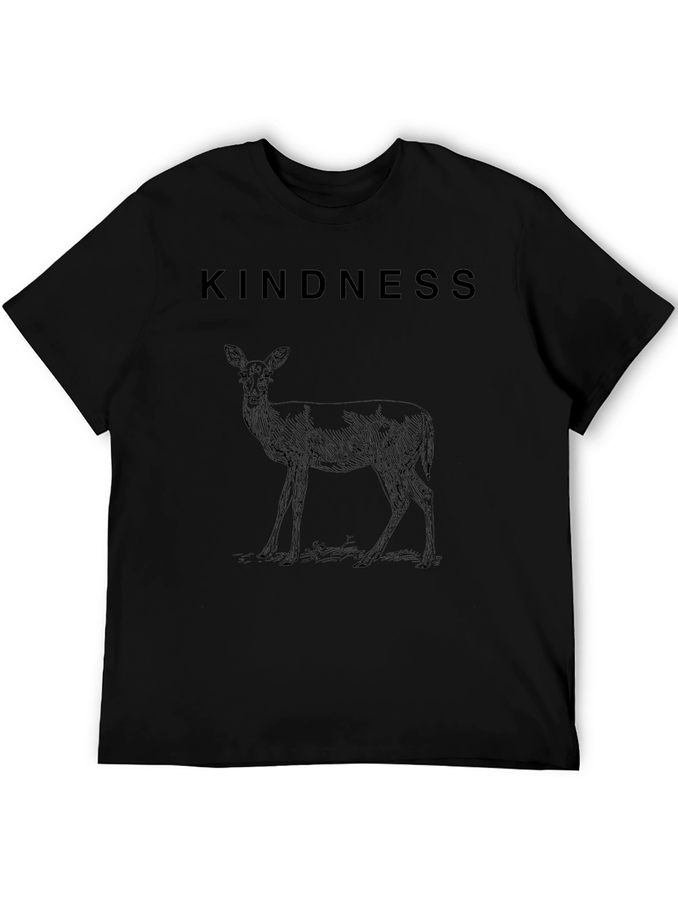 Kindness Deer Graphic Black T-Shirt