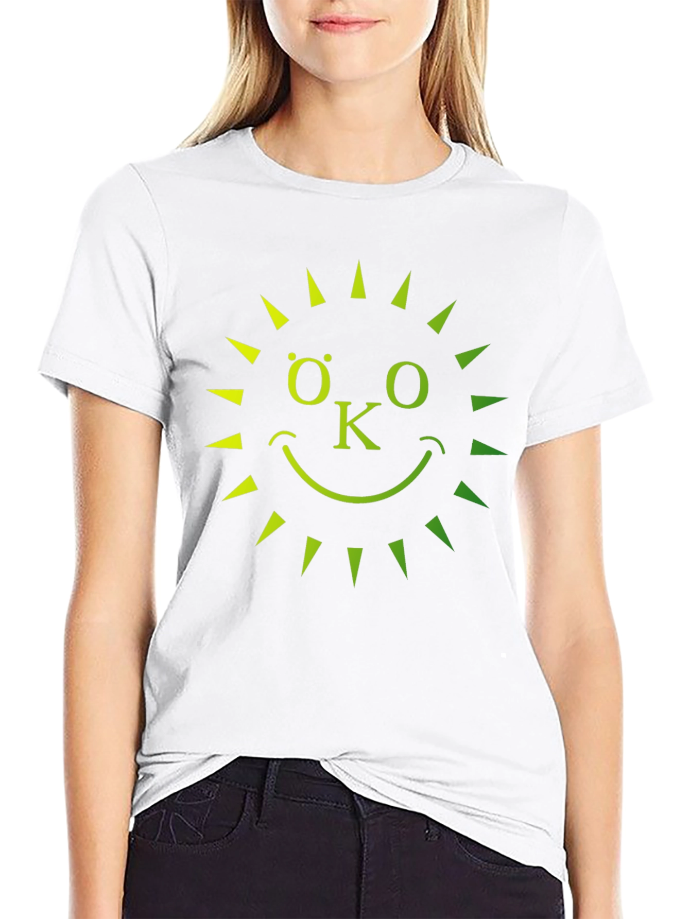 Eco-Friendly OK Sun Graphic T-Shirt - Black