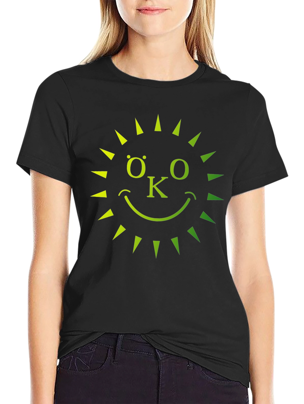 Eco-Friendly OK Sun Graphic T-Shirt - Black