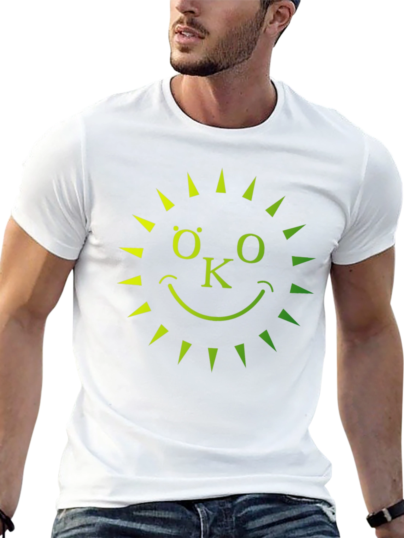 Eco-Friendly OK Sun Graphic T-Shirt - Black
