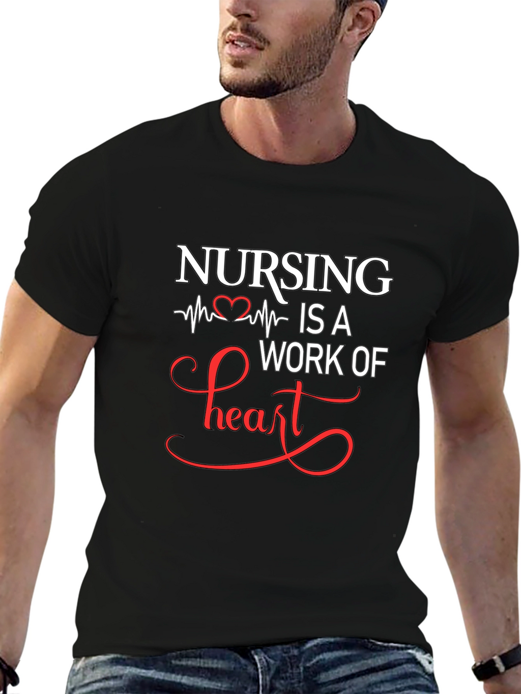 Nursing Is A Work Of Heart Graphic T-Shirt