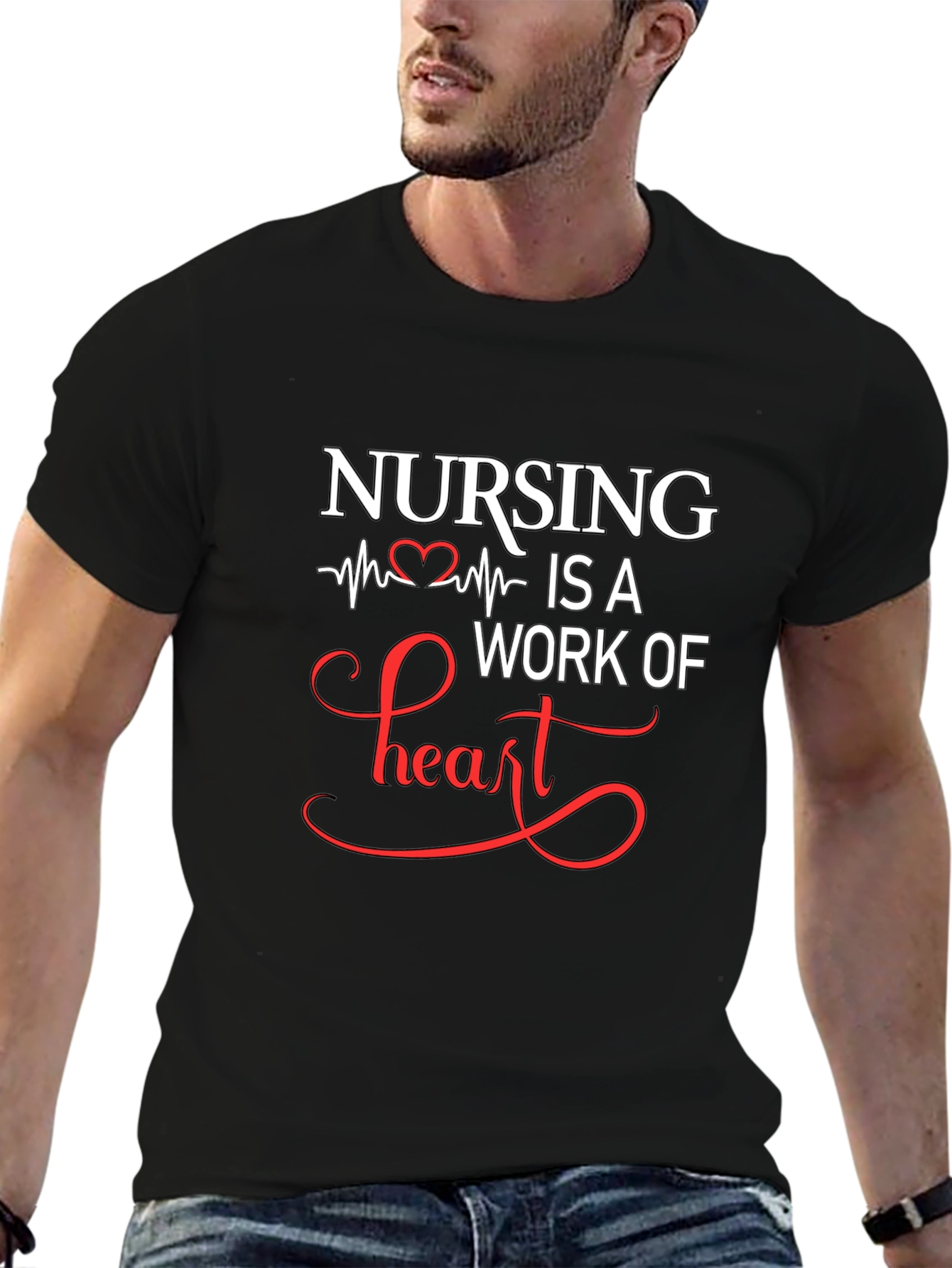 Nursing Is A Work Of Heart Graphic T-Shirt