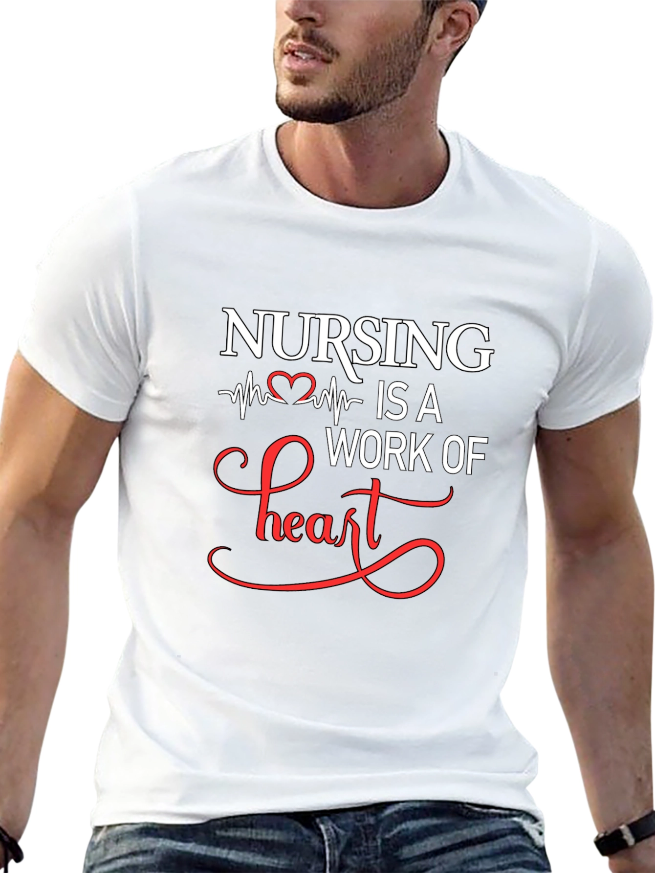 Nursing Is A Work Of Heart Graphic T-Shirt