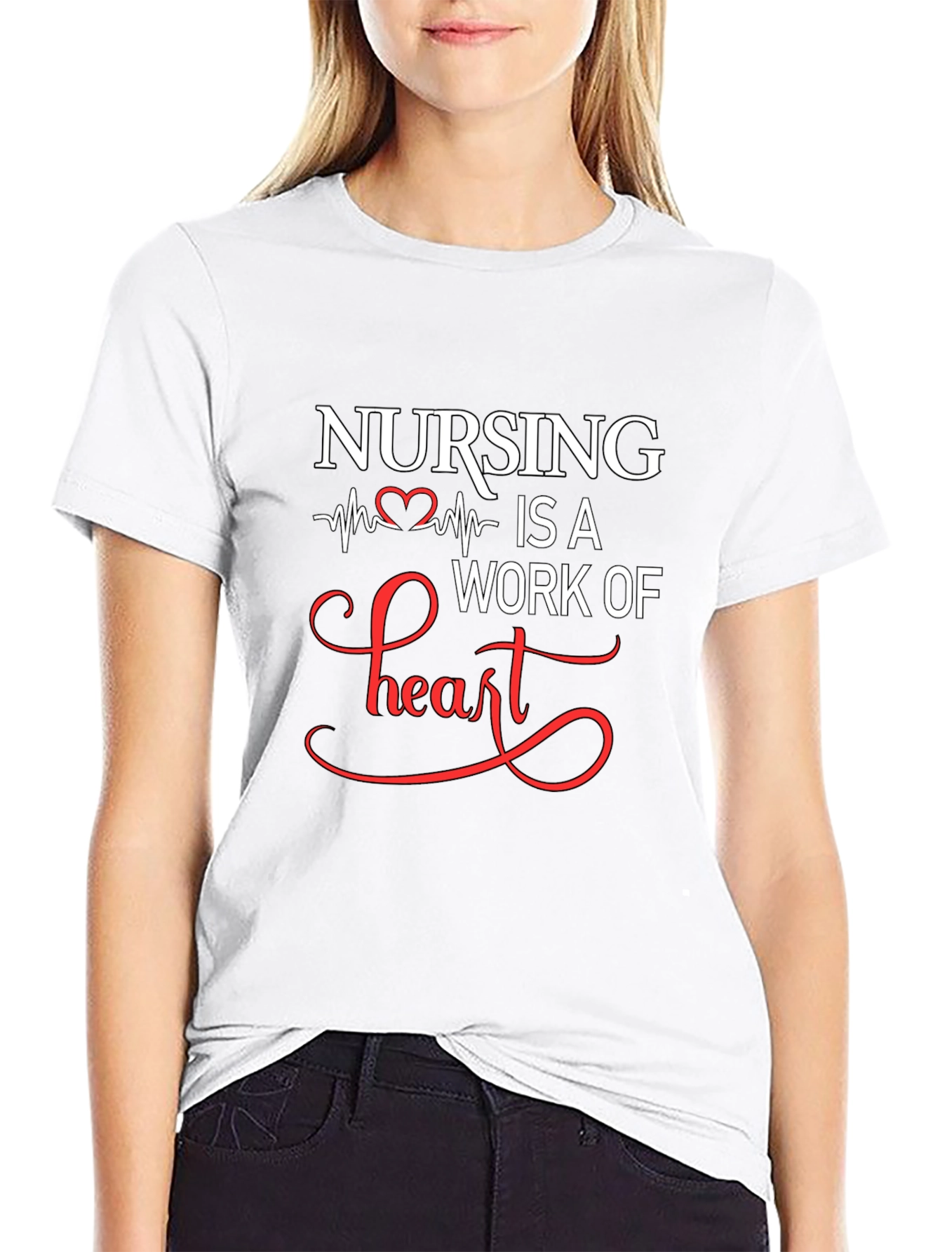 Nursing Is A Work Of Heart Graphic T-Shirt