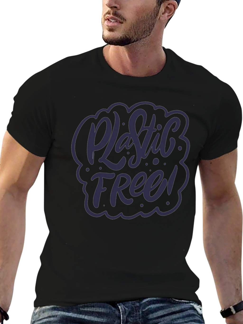 Plastic Free T-Shirt - Eco-Friendly Black Tee