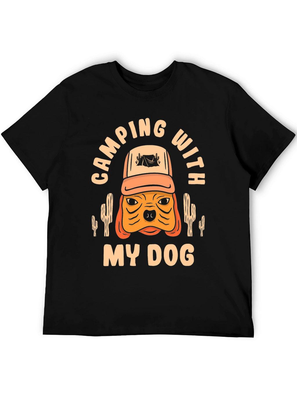 Camping With My Dog Black T-Shirt