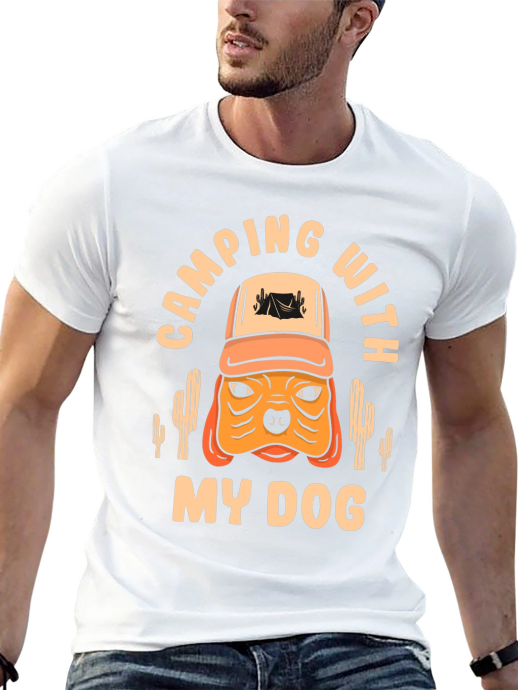 Camping With My Dog Black T-Shirt