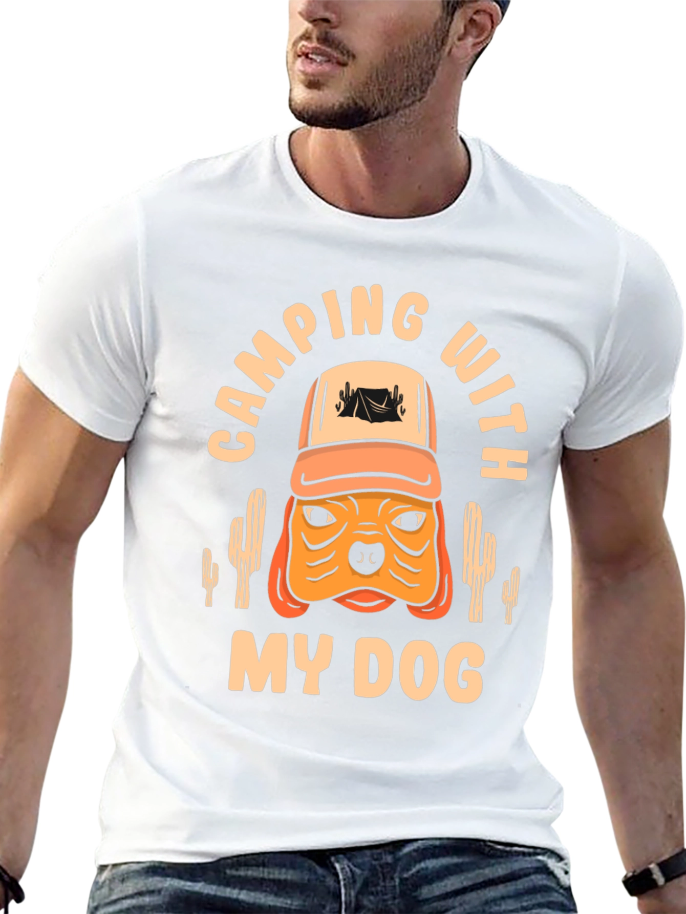 Camping With My Dog Black T-Shirt
