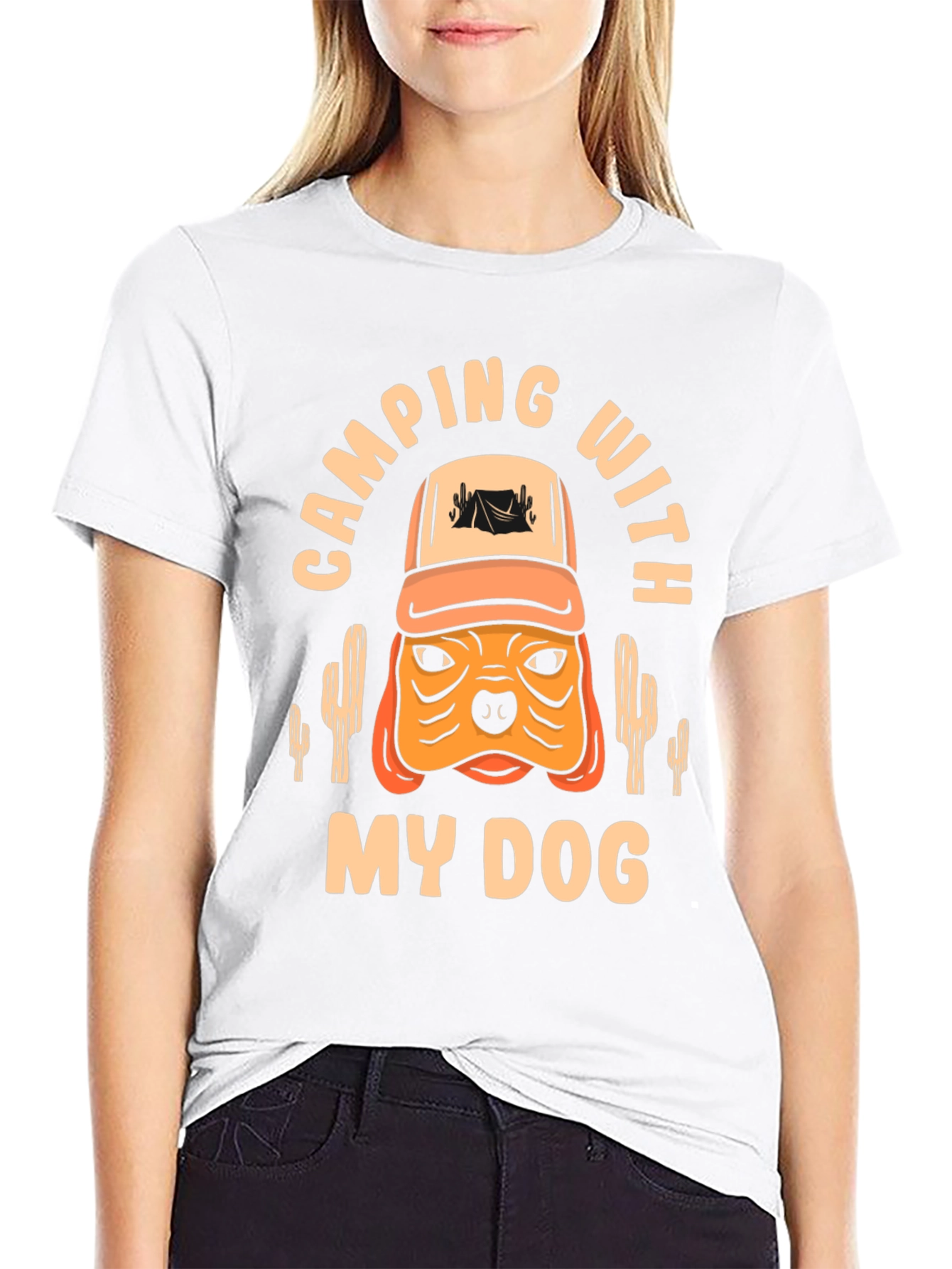 Camping With My Dog Black T-Shirt