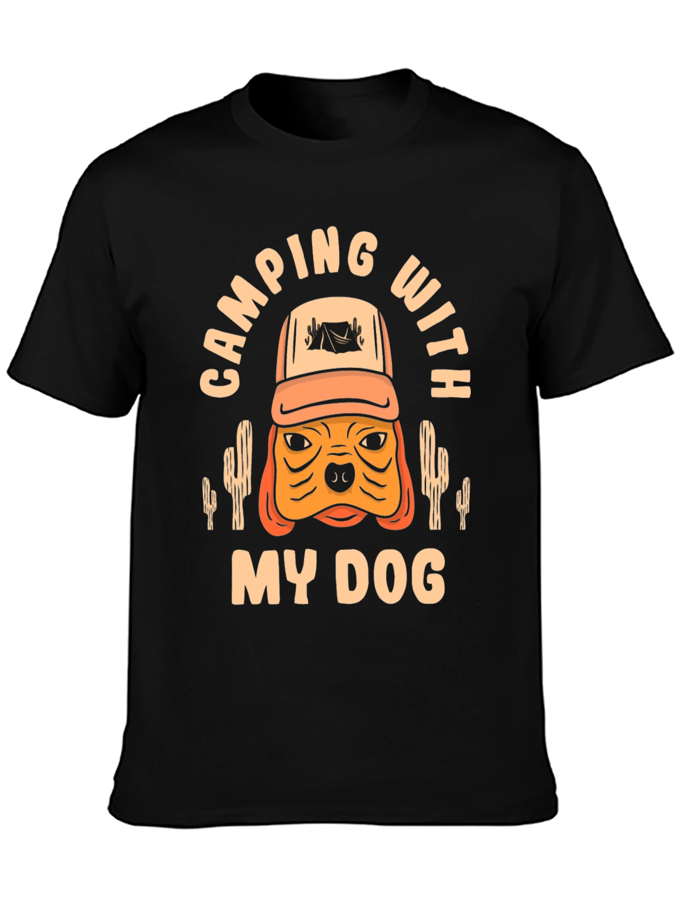 Camping With My Dog Black T-Shirt