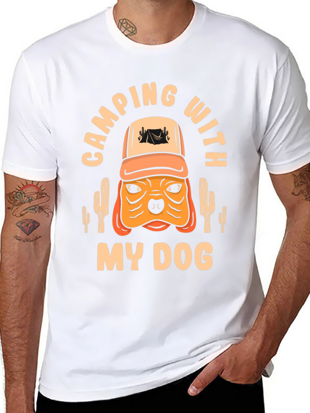 Camping With My Dog Black T-Shirt