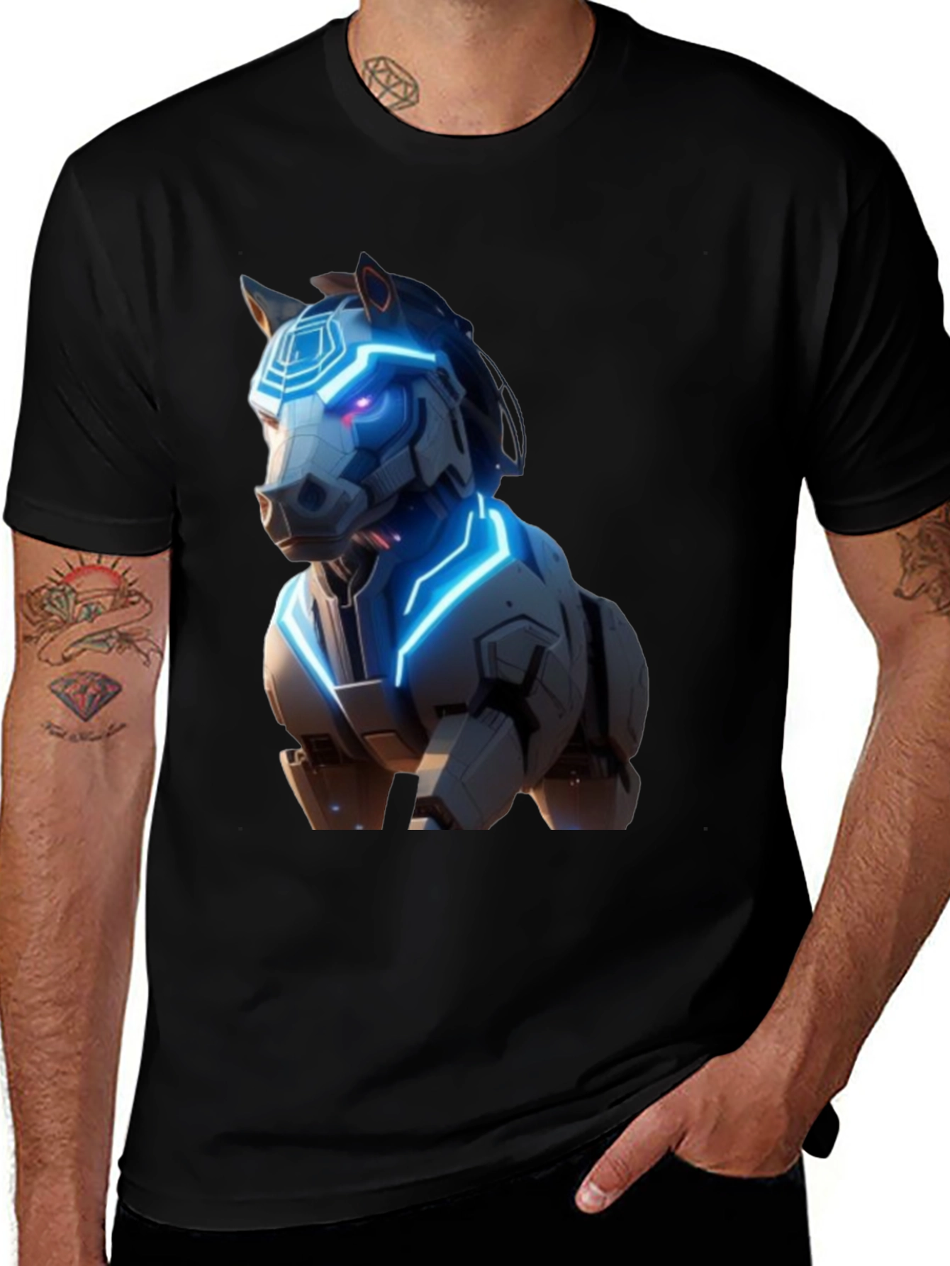Cyber Horse Graphic T-Shirt