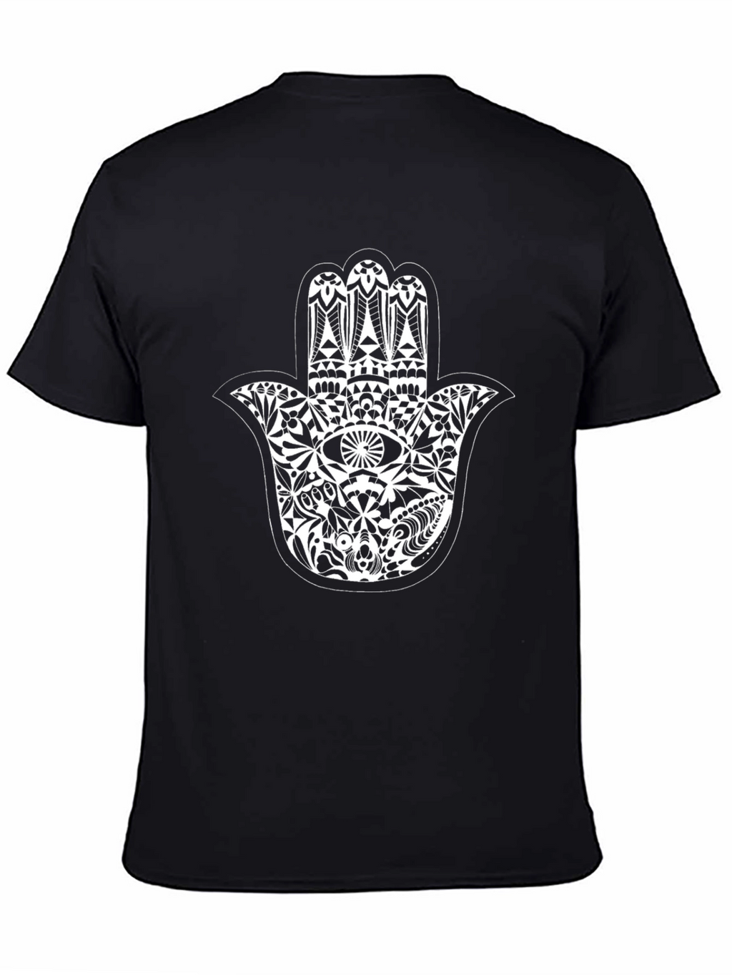Black T-Shirt with Hamsa Hand Graphic Print