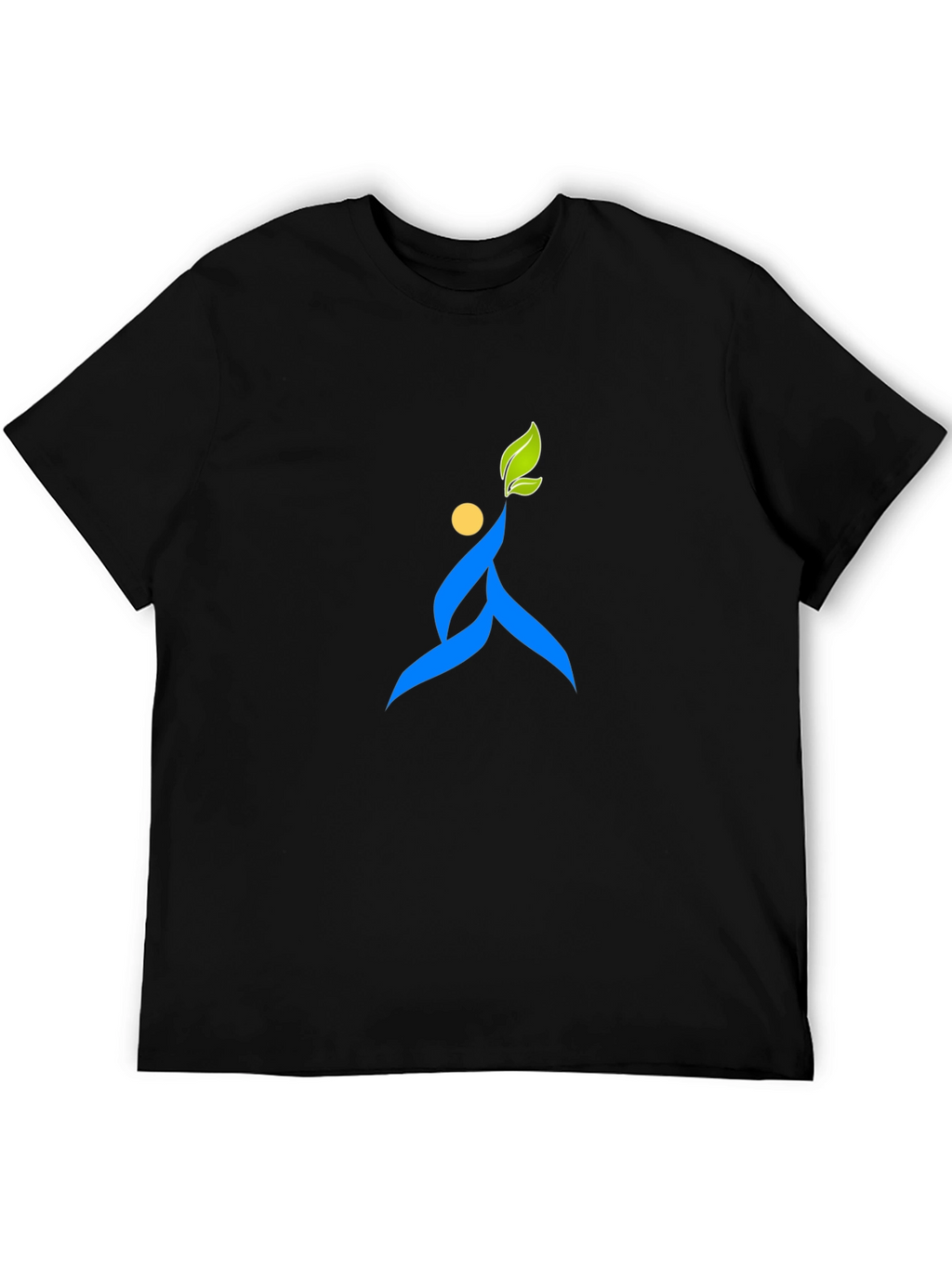 Black T-Shirt with Abstract Leaf Design
