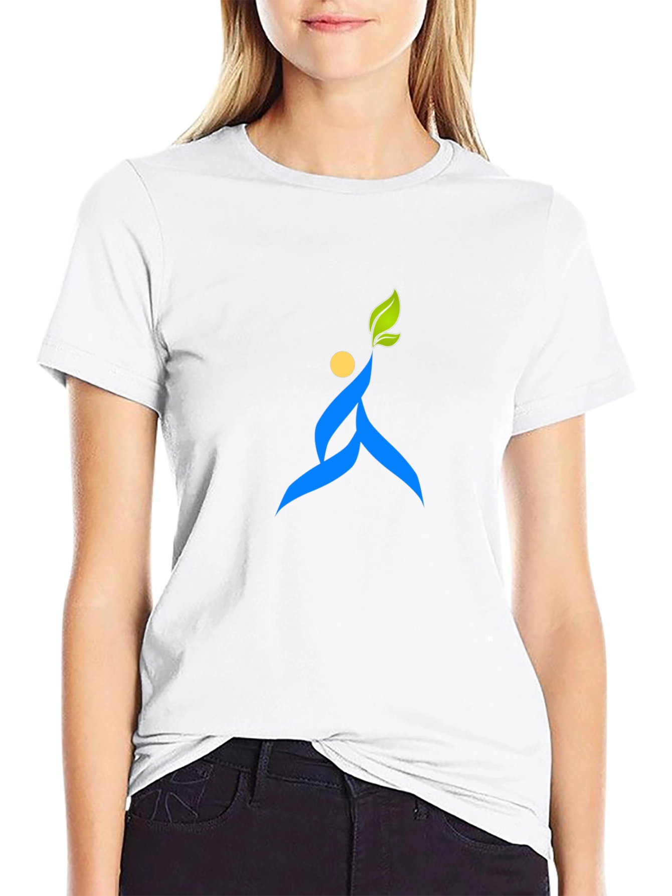 Black T-Shirt with Abstract Leaf Design