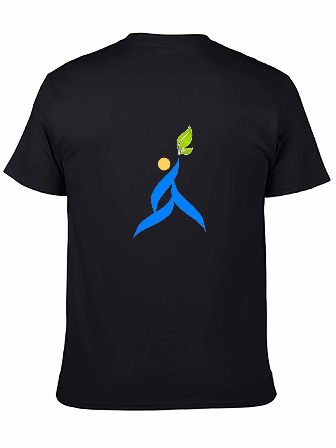 Black T-Shirt with Abstract Leaf Design