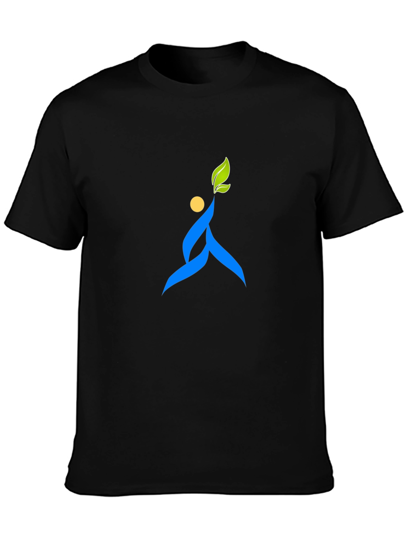 Black T-Shirt with Abstract Leaf Design
