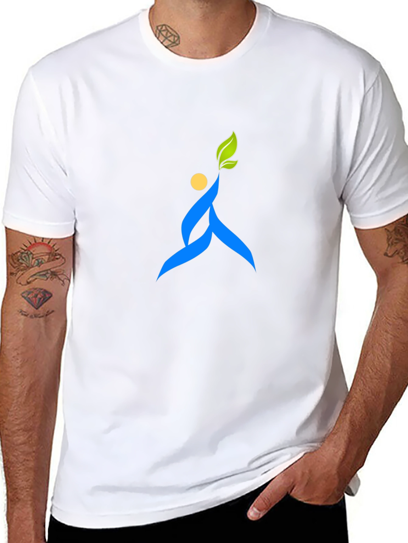 Black T-Shirt with Abstract Leaf Design