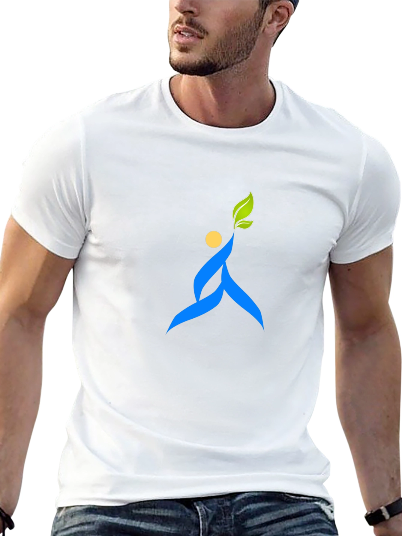 Black T-Shirt with Abstract Leaf Design