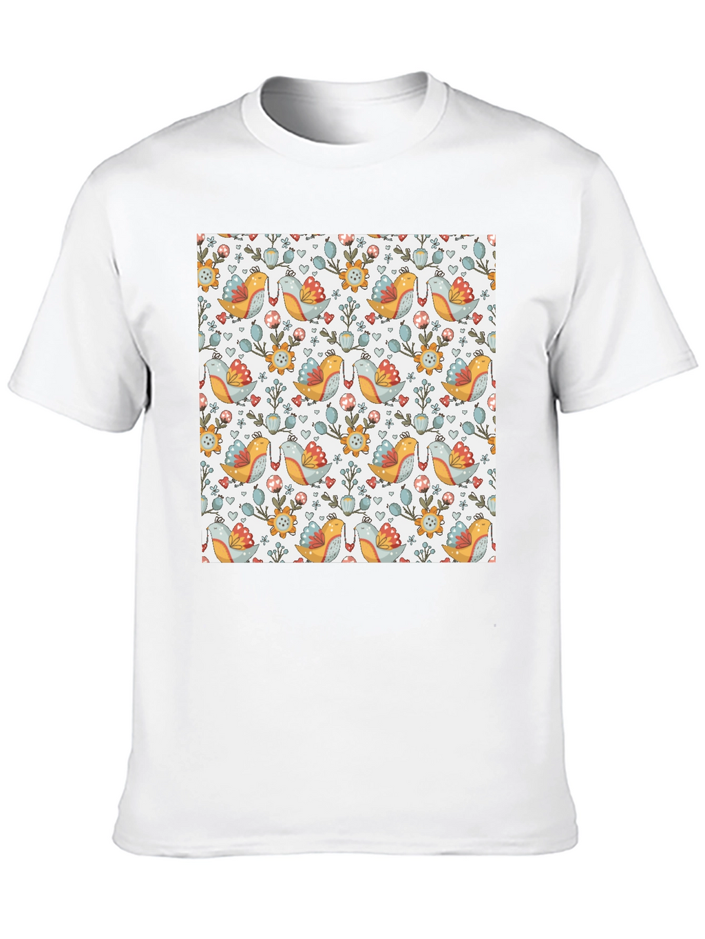 Bird & Floral Patterned T-Shirt