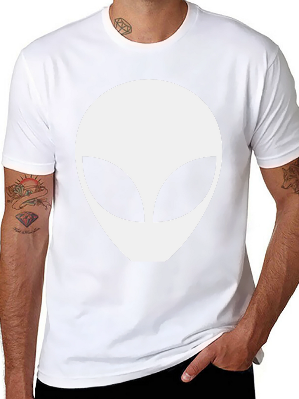 Alien Head Graphic Tee - Black Cotton Comfort