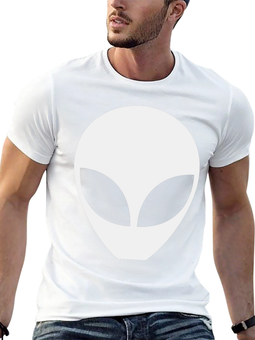 Alien Head Graphic Tee - Black Cotton Comfort