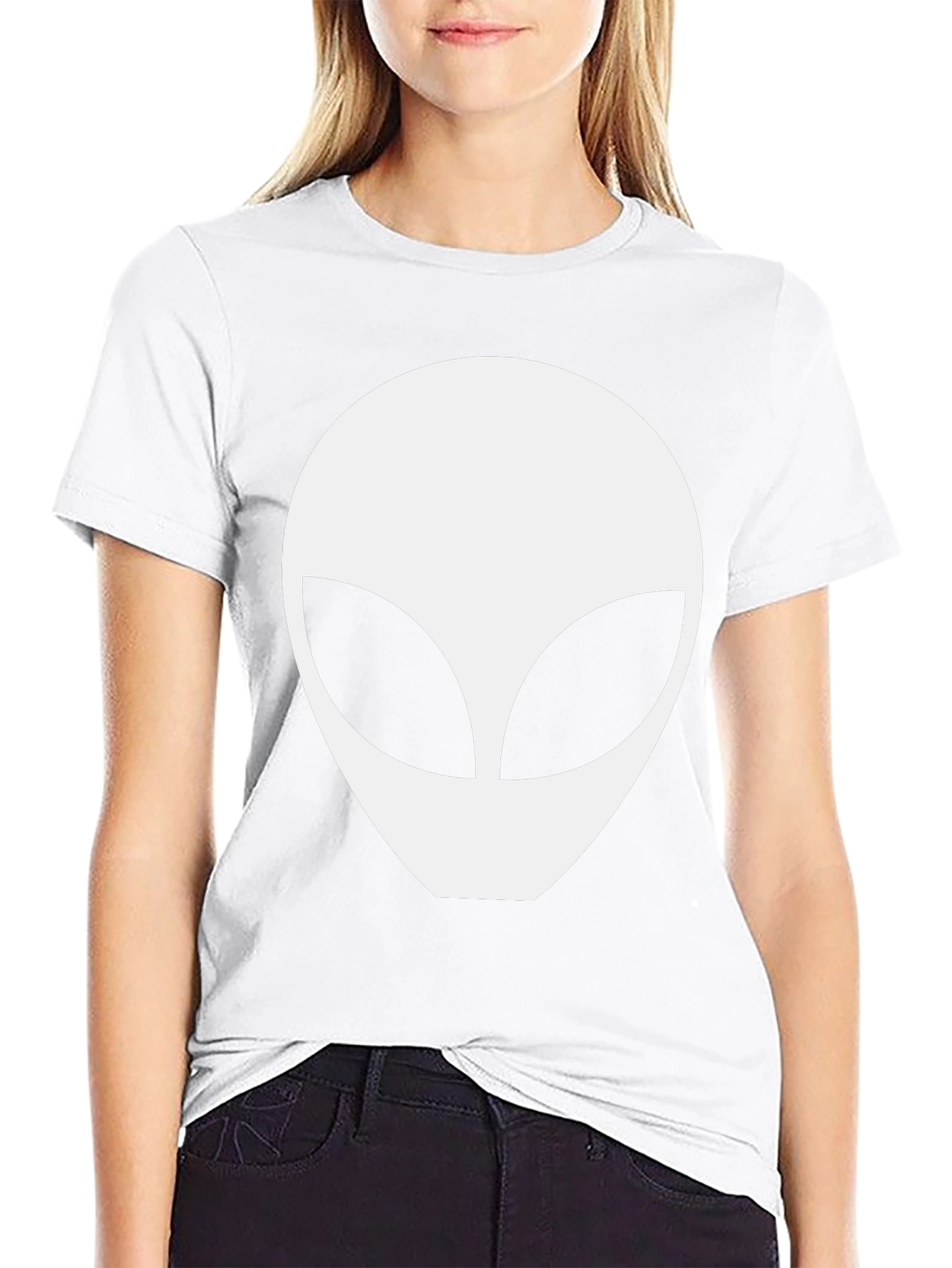 Alien Head Graphic Tee - Black Cotton Comfort