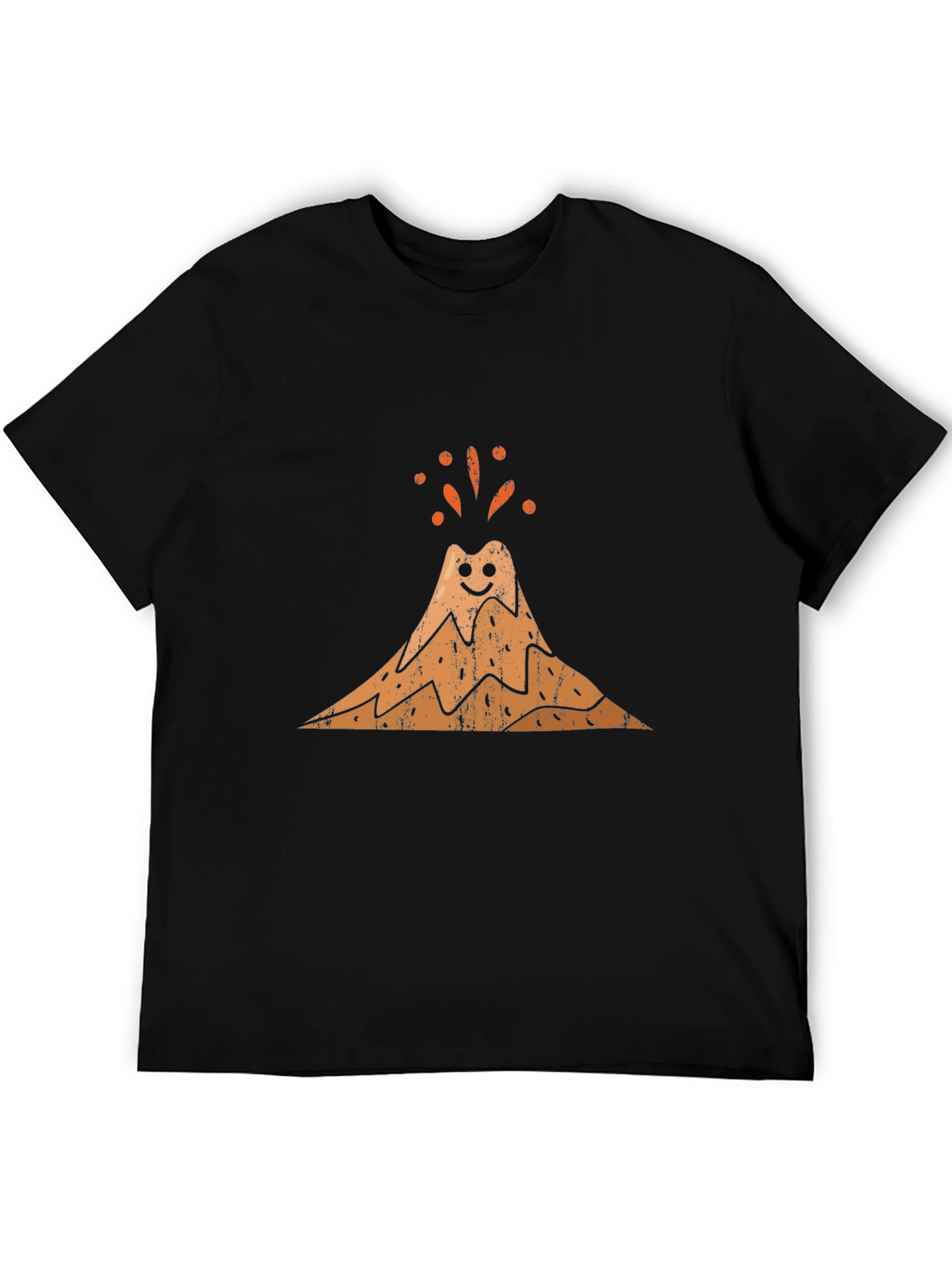 Happy Volcano Graphic Tee - Black Cotton Blend