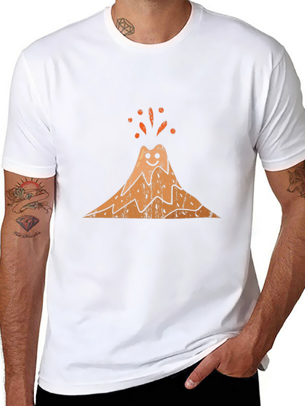 Happy Volcano Graphic Tee - Black Cotton Blend